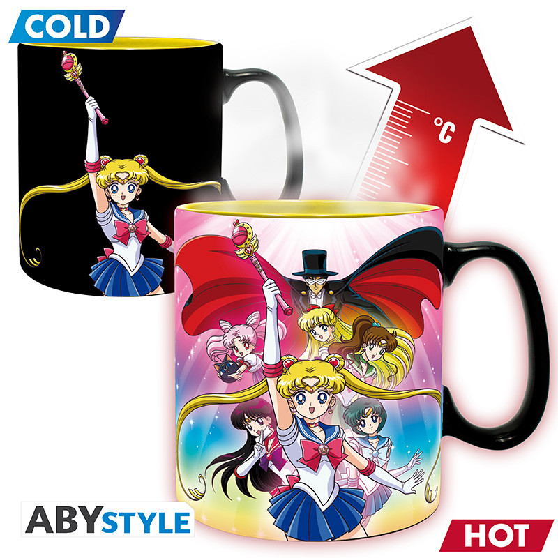 Mug Heat Change Sailor Moon - Sailors Guardians and Tuxedo Mask (460ml)
