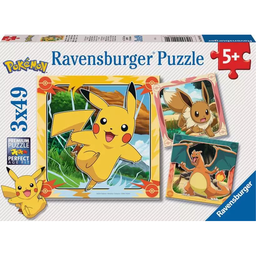 Puzzle 3x49 Pokemon Eevee Charizard Pikachu
