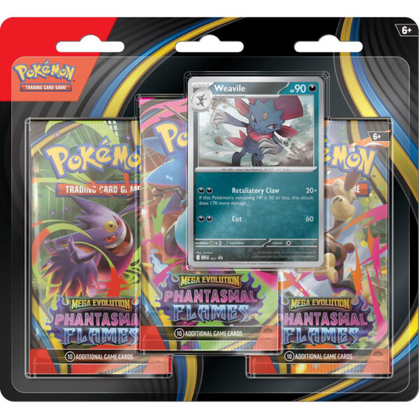 Pokemon TCG Mega Evolution Phantasmal Flames 3-Pack Blister Weavile