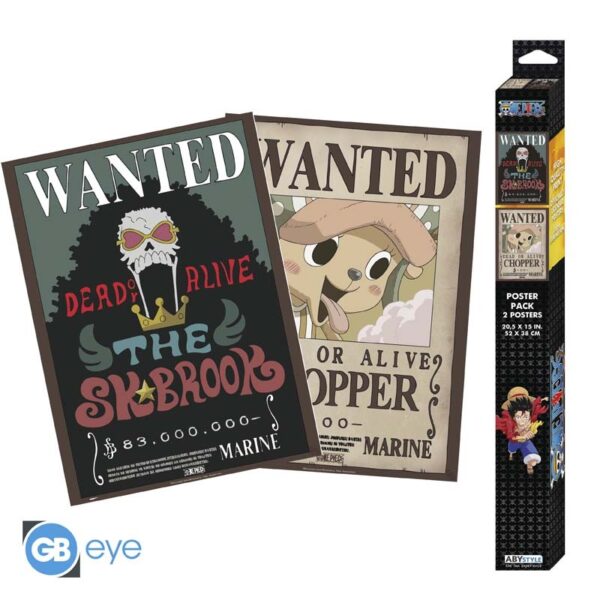 One Piece Poster Set - Chopper and Brook Wanted Posters - Αφίσα 38x52 (Σετ 2 Τεμαχίων)