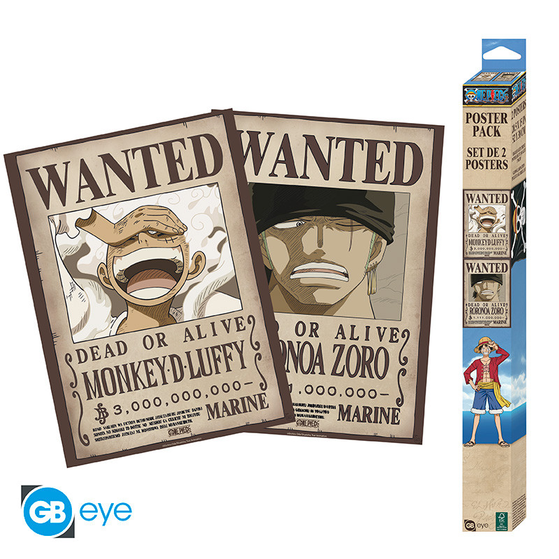 One Piece Poster Set - Luffy and Zoro Wanted Posters - Αφίσα 38x52 (Σετ 2 Τεμαχίων)