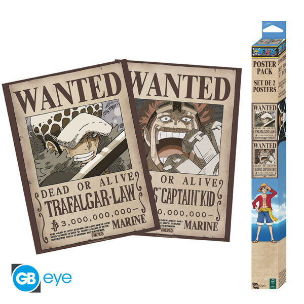One Piece Poster Set - Trafalgar Law and Eustass Kid Wanted Posters - Αφίσα 38x52 (Σετ 2 Τεμαχίων)
