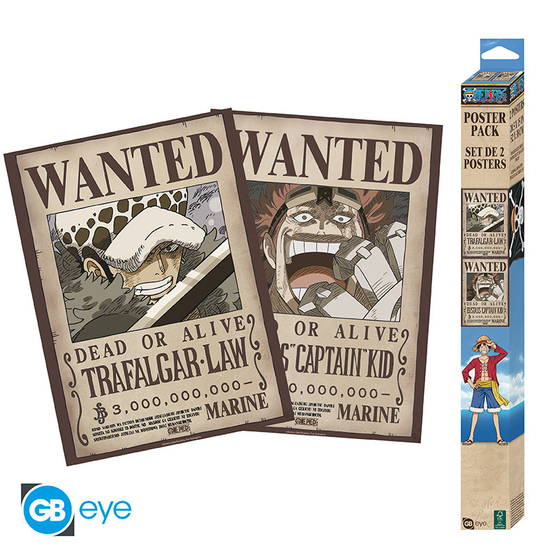 One Piece Poster Set - Trafalgar Law and Eustass Kid Wanted Posters - Αφίσα 38x52 (Σετ 2 Τεμαχίων)