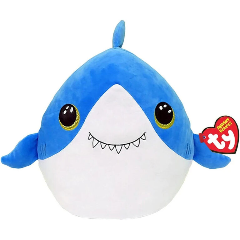 Λούτρινο TY Squishy Beanies - Finsley The Shark Plush with Glitter Eyes (38cm)